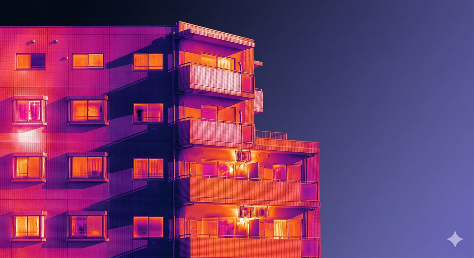 赤外線サーモグラフィによる建物観測（イメージ）